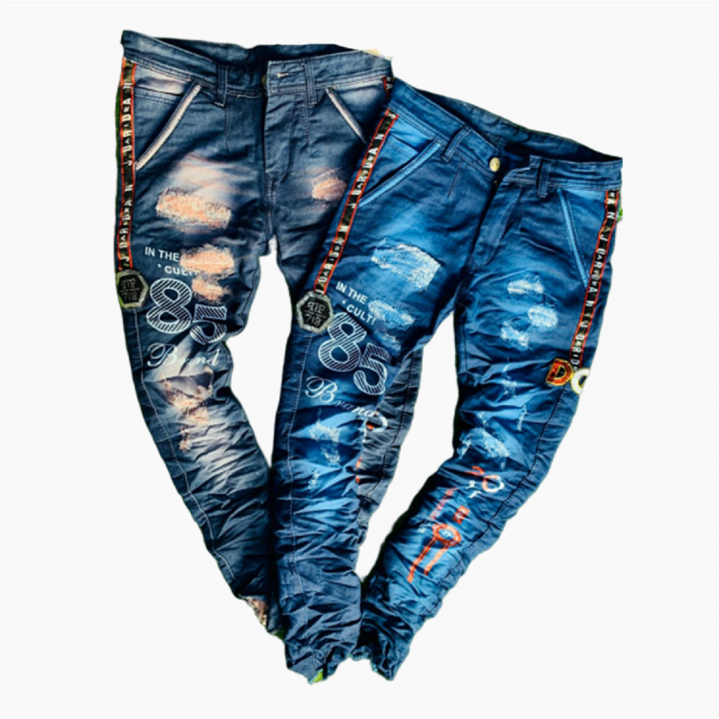 dark blue damage jeans