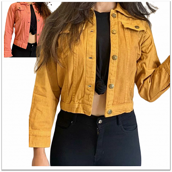 Buy Wholesale Denim Vistara Women Yellow & Orange Solid Denim Jacket