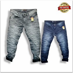 Buy 2 Colours Wholesale Stylish Men Wrinkle Jeans Wholesale Rs. 560