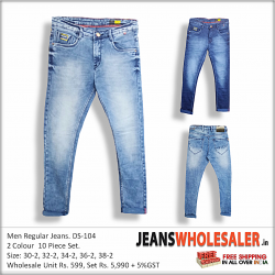 Buy Wholesale RAW-17 Men Blue Slim Fit Mid Rise Clean Look Jeans in india.