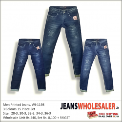 Men Star Print Stylish Jeans 