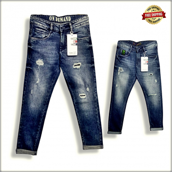 Buy Wholesale Men's Vintage Denim Tone Distressed Stretchable Jeans