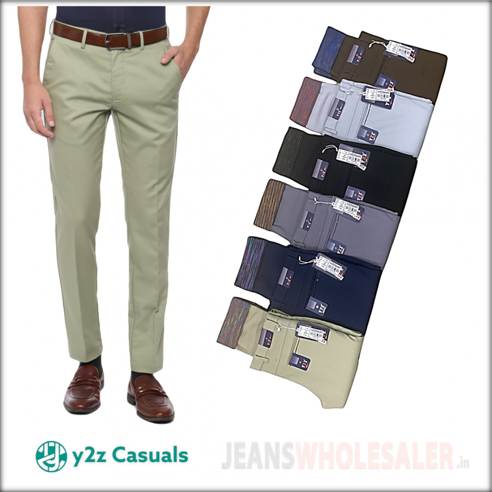 Khaki Casual Wear Mens Cotton Lycra Plain Pant, Machine Wash, 6 With Belt  Loops