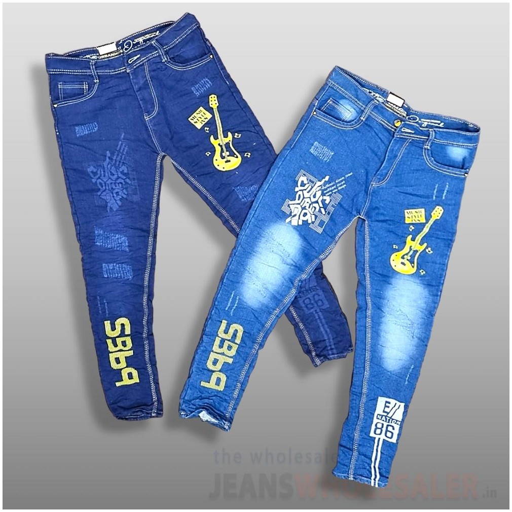 Star Print Design Ripped Slouch Jeans Light Denim | Insanegene.com