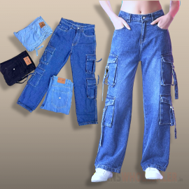 Women 8 Pocket Cargo Jeans RS103