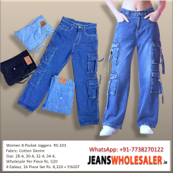 Women 8 Pocket Cargo Jeans 