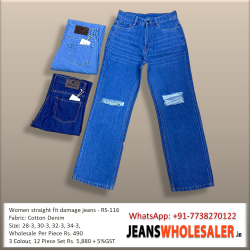 Women Straight Fit Damage Jeans