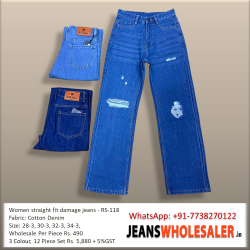 Women Damage Straight Fit  Jeans